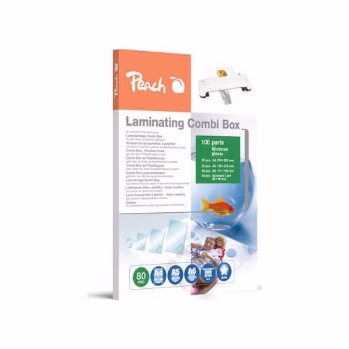 PEACH laminovací Combi Box 100, lam. fólie 20ks A4, 20ks A5, 20ks A6, 40ks vizitka, 80 mic