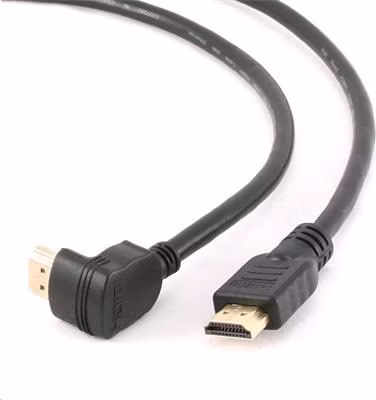 Gembird kábel HDMI High speed, 90° (M) na vodorovný (M), 19 pinové pozlátené konektory, 3 m, čierny, bulk balenie