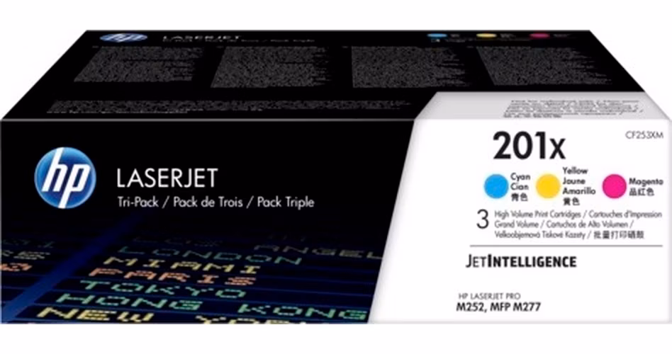 HP 201X 3-pack High Yield Cyan/Magenta/Yellow Original LaserJet Toner Cartridges (CF253XM) (2,300 / 2,300 / 2,300 pages)