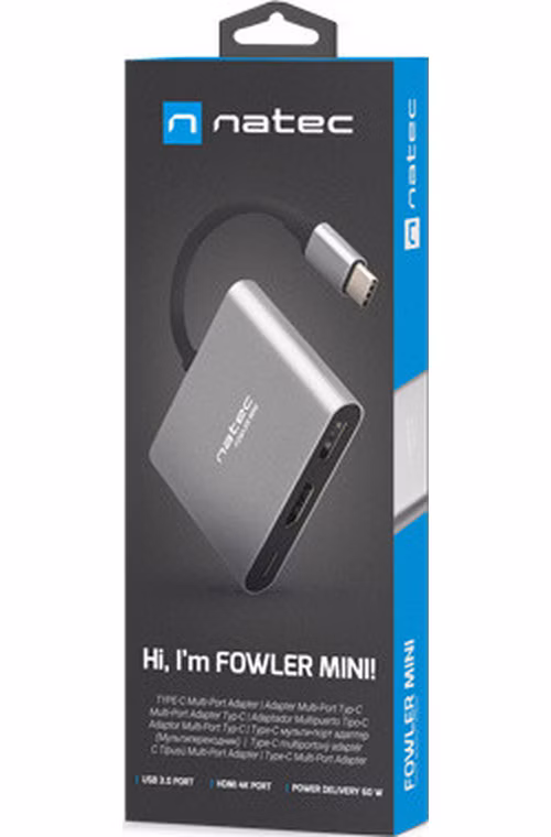 Natec multiport adaptér Fowler MINI USB-C PD, USB 3.0, HDMI 4K