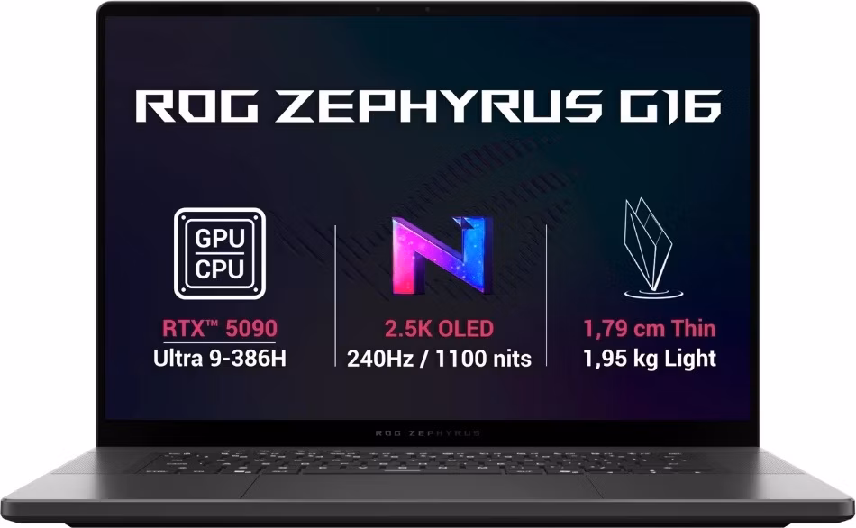 ASUS ROG Zephyrus G16 GU606AX-TB070, Core Ultra 9 386H, 16.0˝ 2560x1600 WQXGA, RTX 5090/24GB, 64GB, SSD 1TB, FDOS.