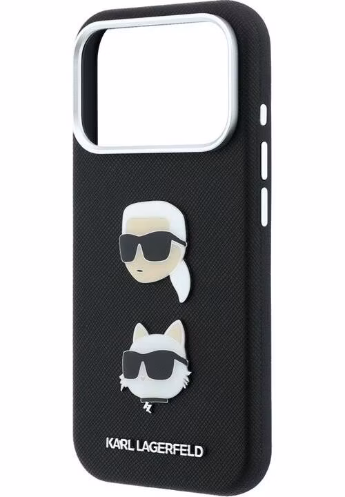 Karl Lagerfeld PU Semi Wrap Saffiano K&amp;CH Heads kryt iPhone 18 Pro čierna