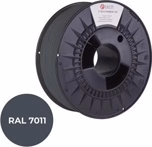 C-TECH tisková struna PREMIUM LINE ( filament ) , PLA, ocelová šedá, RAL7011, 1,75mm, 1kg