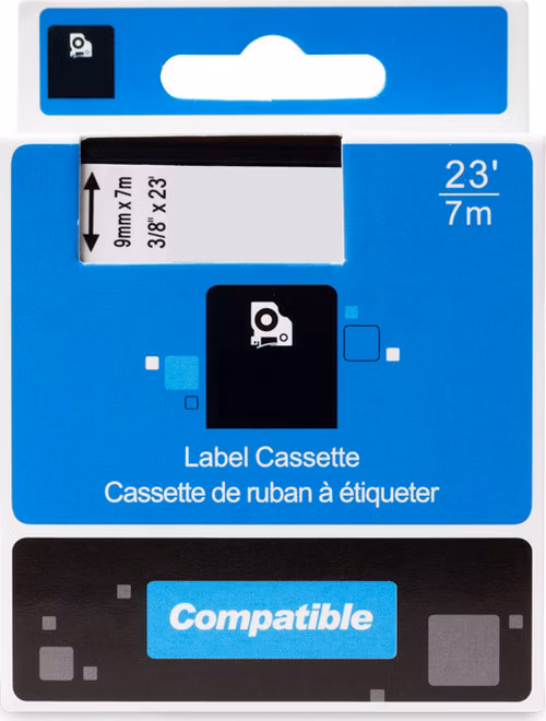 PRINTLINE kompatibilní páska s DYMO 40921, 9mm, 7m, bílý tisk/černý podklad, D1