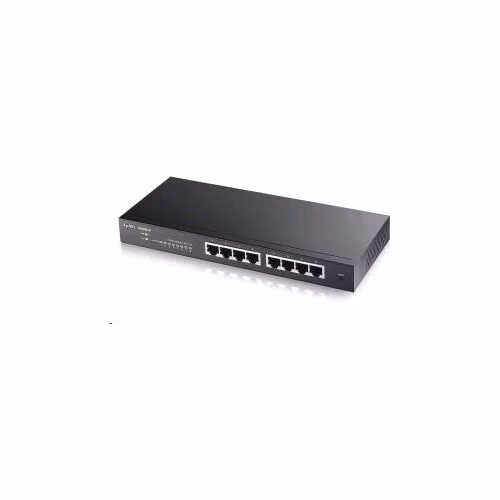 Zyxel GS1900-8 8-portový stolový gigabitový webový inteligentný prepínač: 8x Gigabit metal, IPv6, 802.3az (zelená), bez ventilátora