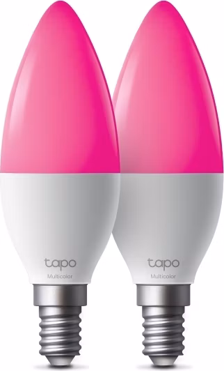 TP-Link Tapo L430C(2-pack) chytrá WiFi stmívatelná LED žárovka (barevná,2500K-6500K,470lm,2,4GHz,E14)