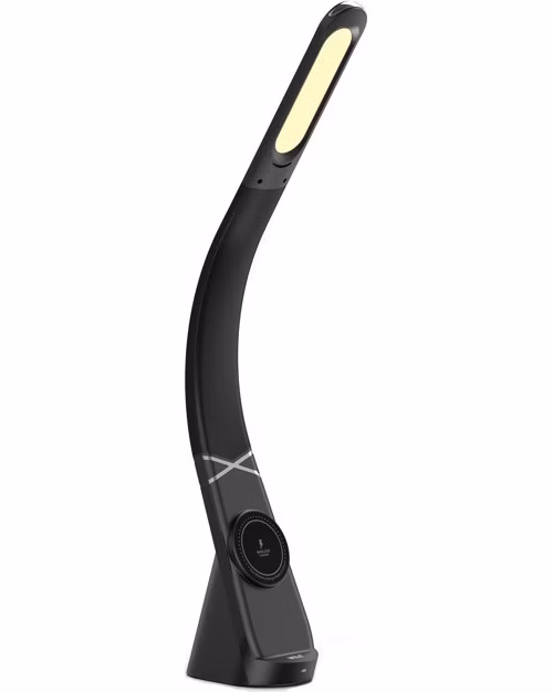 IMMAX LED stolní lampička MAGIC/ magnetické Qi nabíjení/ ohebný krk/ 12,5W/ 9V/2,22A/ 320lm/ USB-C/ černá