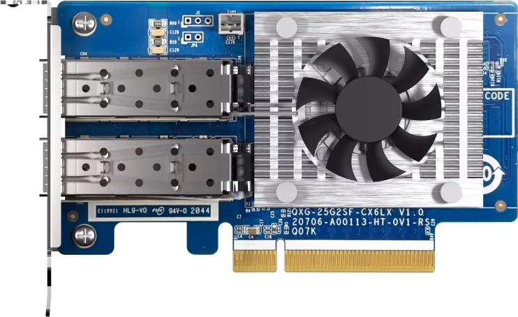 QNAP QXG-25G2SF-CX6   síťová karta 25GbE (2porty) PCIe karta; nízký profil; PCIe Gen4 x8