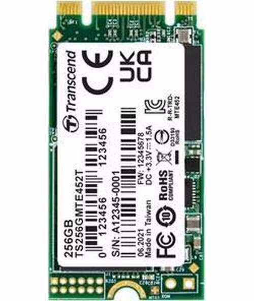 TRANSCEND MTE452T 256GB 3K P/E SSD disk M.2 2242, PCIe Gen3 x2 NVMe 1.3 (3D TLC), 1700MB/s R, 1250MB/s W