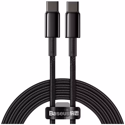 Baseus dátový kábel Tungsten Gold USB-C/USB-C 2m 100W čierny