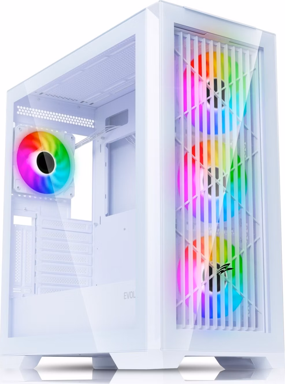 EVOLVEO Ptero Q2G, skříň ATX, 4x ARGB ventilátor, čelní+boční panel sklo, bílá