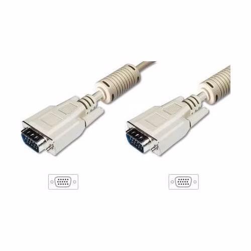 Digitus Připojovací kabel monitoru VGA, HD15 M/M, 1,8 m, 3Coax/7C, 2xferit, be