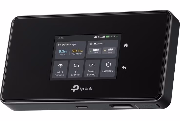 TP-Link M8550 mobilní 5G WiFi 6 router, display, 4700 mAh baterie, SD slot, 1x GLAN, 2x TS9