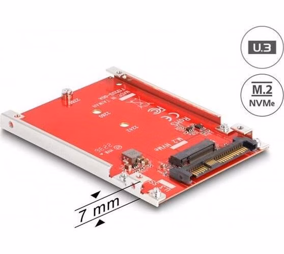 Delock 2.5” Převodník U.3 SFF-8639 - M.2 NVMe Key M - 7 mm