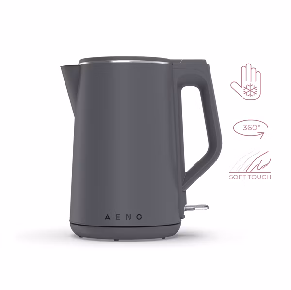 AENO Rychlovarná kanvica EK4 - 1,5l, 2200W, čierna Strix, dvojvrstvá stena, auto vypnutie