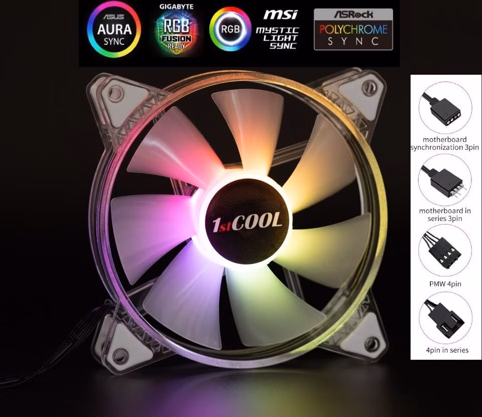 1stCOOL AURA EVO ARGB PWM Crystal 120mm transparentný ventilátor