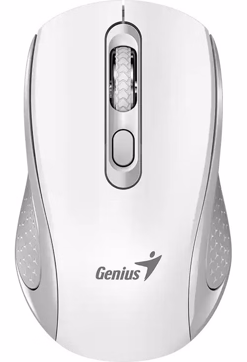 Genius NX-8025S Myš, bezdrátová, optická, 1200DPI, 4 tlačítka, tichá, Copilot, 2,4GHz, bílo-šedá