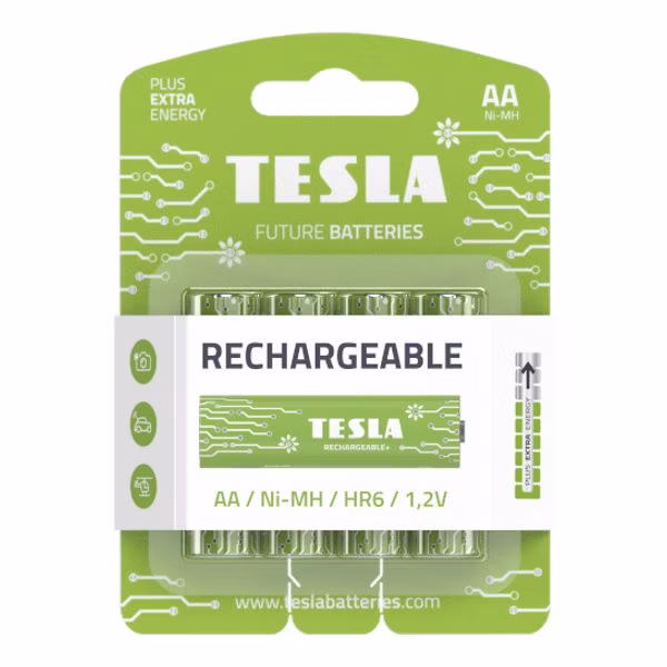 TESLA RECHARGEABLE+ nabíjecí baterie AA Ni-MH 2450mAh (HR06, tužková, blister) 4 ks