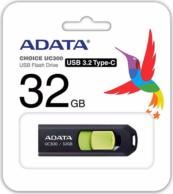 ADATA Flash Disk 32GB UC300, USB-C 3.2, černo-zelená