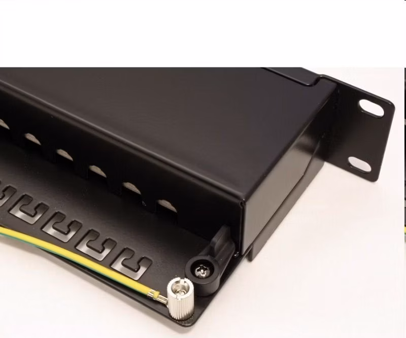 OEM patch panel 24port Cat6A, STP, blok Krone LSA+, vyväz. lišta, 1U čierny