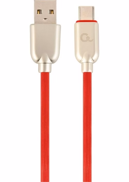 GEMBIRD CABLEXPERT Kabel USB 2.0 AM na Type-C kabel (AM/CM), 1m, pogumovaný, červený, blister, PREMIUM QUALITY