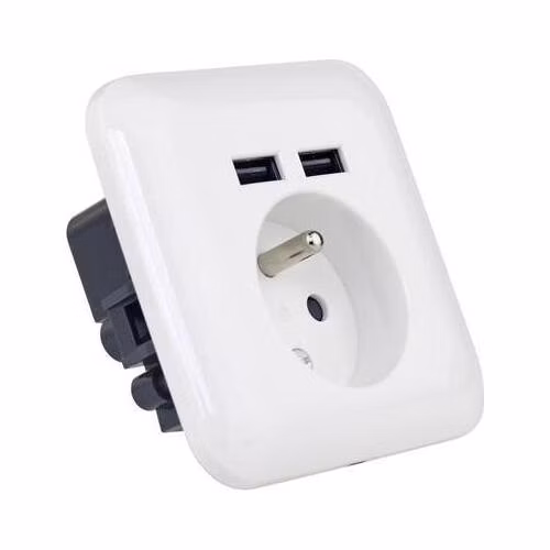 PLATINET ZÁSUVKA FRANCOUZSKÁ + 2 USB 2.1A Nabíječka