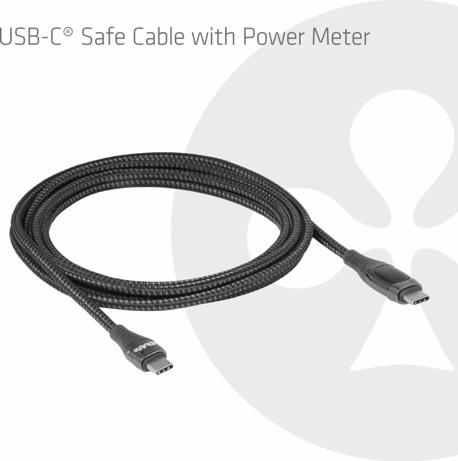 Club3D Kabel USB-C Safe s měřičem výkonu, 240 W, bez přenosu dat, 2m