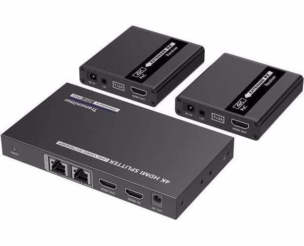 PremiumCord HDMI 1-2 splitter+extender po CAT6/6a/7, UHD 4K@30Hz až na 70m