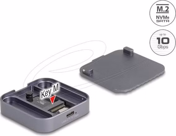 Delock Magnetický kryt USB Type-C™, 10 Gbps, 1 x SSD M.2 NVMe nebo SATA