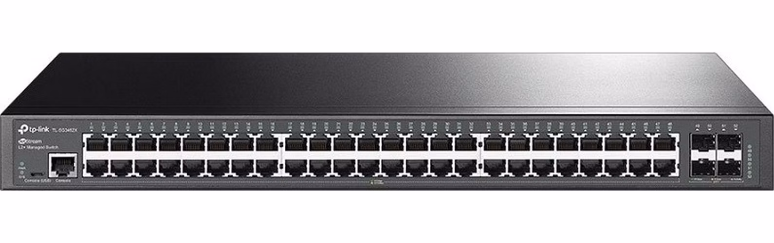 Omada 48-Port PoE+ Gigabit L2+ Managed Switch with 4 10GE SFP+ Slots PORT: 48× Gigabit PoE+ Ports, 4× 10G SFP+ Slots, RJ