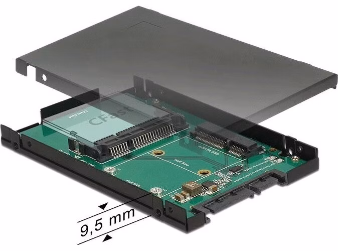 Delock 2.5” Převodník SATA 22 pin > 1 x mSATA / 1 x CFast - 9,5 mm