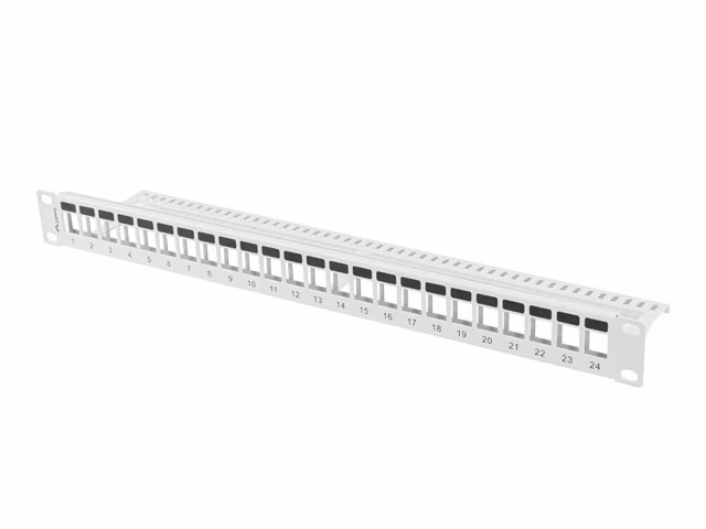 LANBERG PATCH PANEL BLANK 24 PORTŮ 1U PRO MODULY KEYSTONE ŠEDÝ