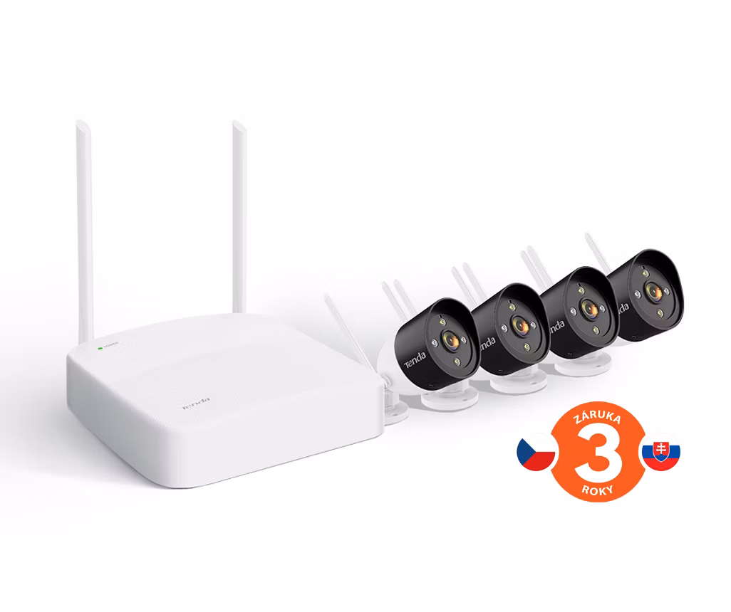 Tenda K4W-3TC - bezdrôtový Wi-Fi kamerový set 2K (3MP), NVR + 4x IP kamera s LED, CZ aplikácia