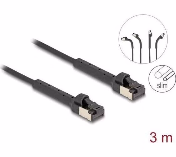 Delock Síťový kabel s rozhraním RJ45 Slim, Cat.6A, U/FTP, ohebný, černý, 3 m