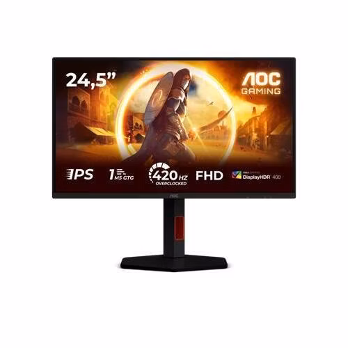 AOC LCD herní 25G4KUR 24,5" IPS/1920x1080@420Hz/0,3ms/350cd/2xHDMI/DP/4xUSB/Pivot/HAS/VESA