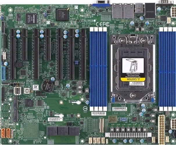 Supermicro H12SSL-I ATX, 8 DIMM slots, 8 SATA3, 2 M.2, 8 SATA3 or 2 NVMe via single SlimSAS x8, 2 Gigabit Ethernet LAN