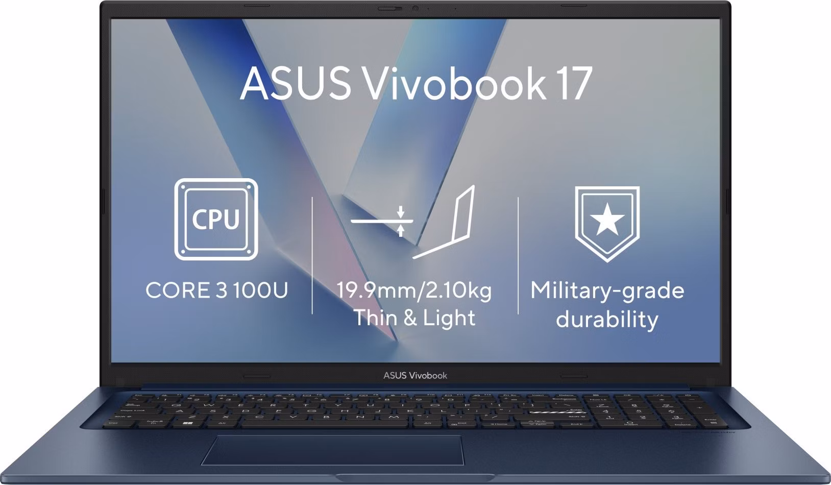 ASUS Vivobook X1704VA-AU986Z, Core 3-100U , 17.3˝ 1920 x 1080 FHD, UMA, 8GB, SSD 512GB, FDOS, bez AC adapt