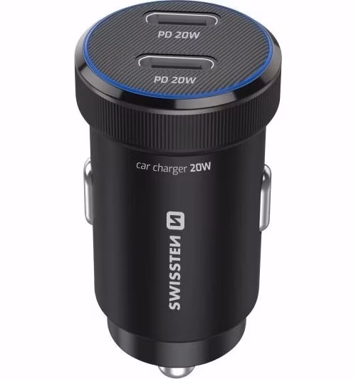 SWISSTEN CL ADAPTÉR 2x USB-C PD, 20W ČERNÝ