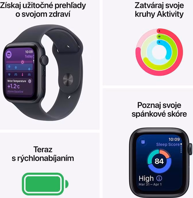 Apple Watch SE 3 GPS 44mm Polnočný hliník s polnočným športovým remienkom - S/M *Poškodený obal*