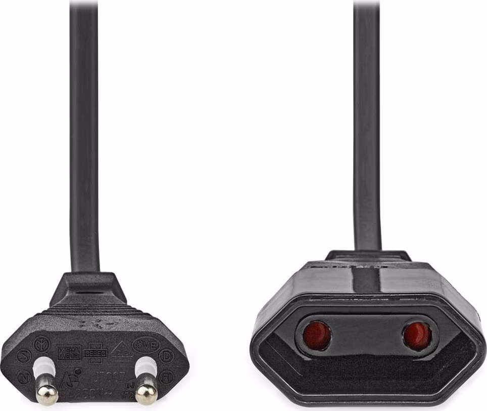 Nedis CEGL11085BK20 - Napájecí kabel | Euro Zástrčka | Euro Zásuvka |  CEE 7/16 | Přímý | Přímý | 2 m | Čer