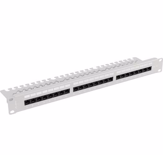 LANBERG PATCH PANEL 24 PORTOV 1U 19" CAT.5E UTP S POLICIOU ŠEDÝ