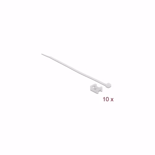 Delock Šroubová montážní sverka, 15 x 10 mm, s kabelovou upínkou, D 200 x Š 3,6 mm, bílá