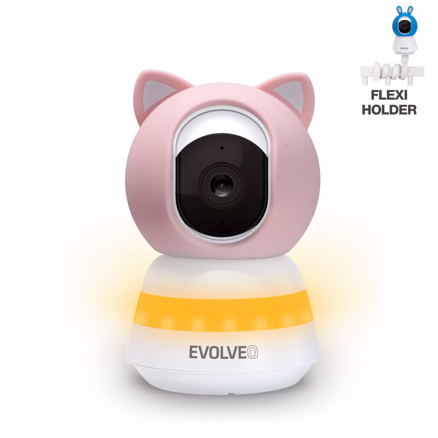 EVOLVEO Baby Monitor LUX- Chytrá 360° videochůvička s nočním viděním, detekcí pláče a pohybu, růžová