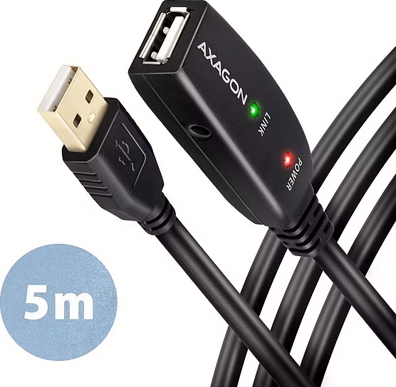 AXAGON ADR-205, USB 2.0 A-M -> A-F aktivní prodlužovací / repeater kabel, 5m