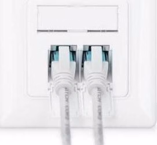 Digitus Síťová zásuvka CAT 6A Class, stíněná 2x RJ45, LSA, čistě bílá, zapuštěná montáž, 8 směr