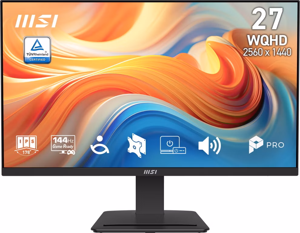 MSI PRO MP273Q E14/ 27"/ 2560x1440/ IPS/ 4ms/ 144Hz/ 300cd/m2/ 1500:1/ HDMI/ DP/ VESA/ černý