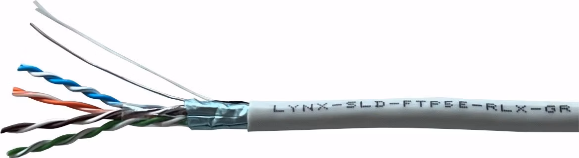 FTP kabel LYNX REELEX AIR, Cat5E, drát, PVC, Eca, šedý, 305m