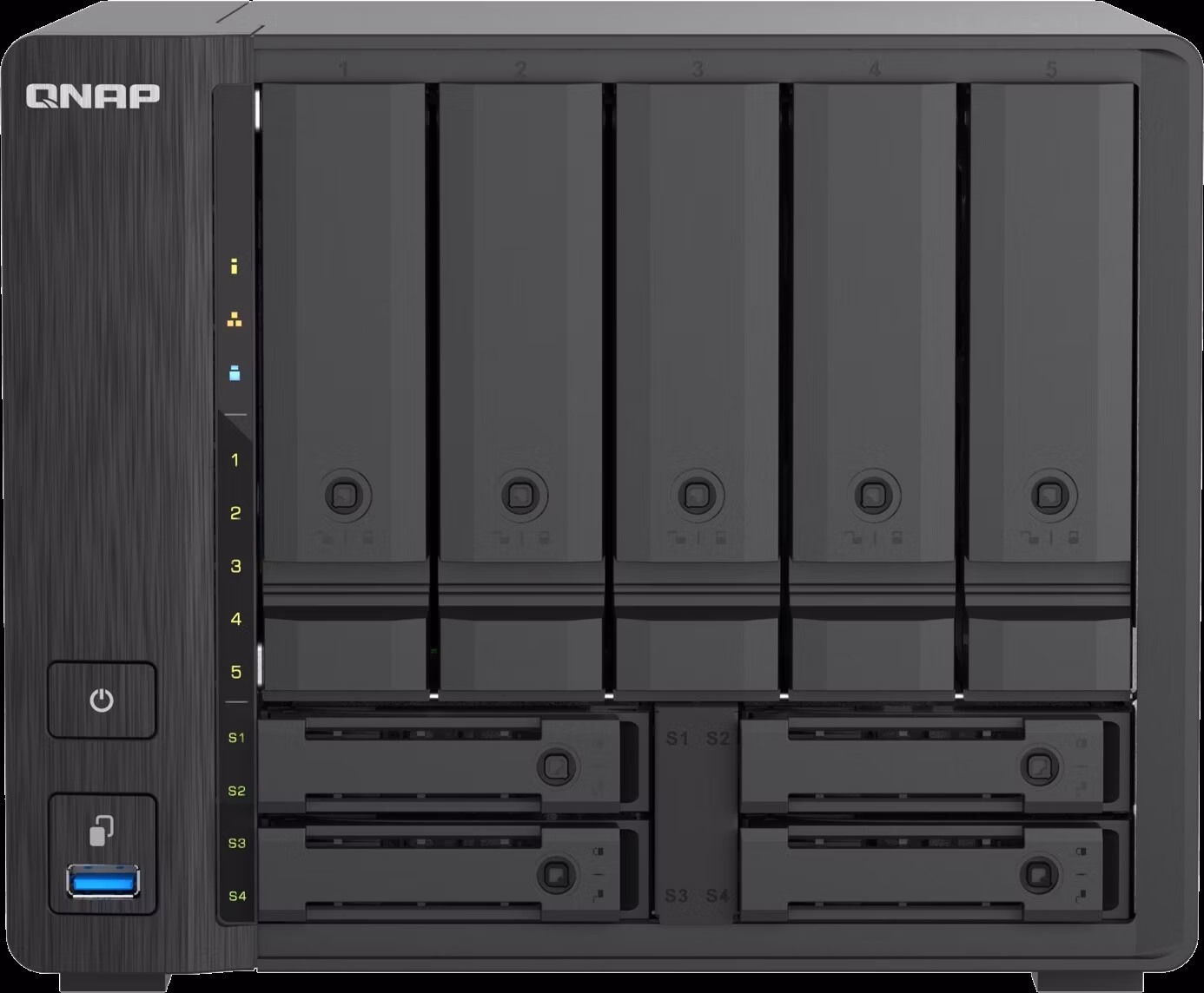 QNAP TS-h966TX-8G (i3 6core, ZFS, 8GB RAM, 5x 3,5" SATA + 4x 2,5" U.2, 2x 2,5GbE, 2x Thunderbolt 4)