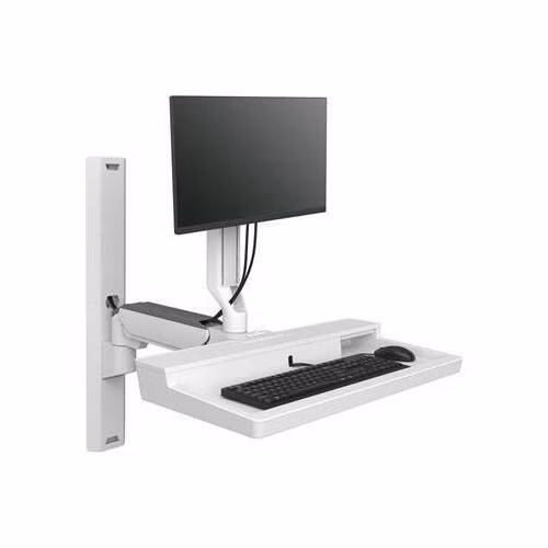 ERGOTRON CareFit Combo System with Worksurface (snow white), systém na stěnu, monitor,klavesnice, myš