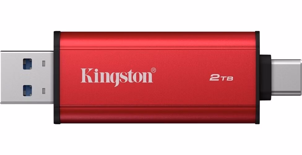 KINGSTON Dual Portable SSD 2TB SSD / externí SSD / USB type A + C / USB 3.2 Gen 2x2 / černo-červený
